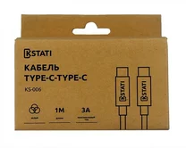 Кабель Kstati KS-006 USB-C - USB-C, белый, 1м, 3А
