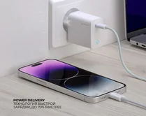 СЗУ 1USB-C Deppa, PD, 20W, белый, 11424