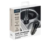 АЗУ 2USB-C Deppa PD, QC3.0, 50W, Crystal, прозрачный, черный