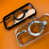 Чехол iPhone 16 Pro Njoyny N23 Ring Stand Clear (черный)