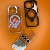 Чехол iPhone 16 Pro Max Njoyny N23 Ring Stand Clear (белый)