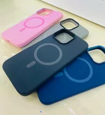 Чехол iPhone 16 Plus Njoyny Metal Silicone (синий)