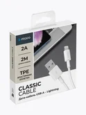 Кабель Deppa Classic, Lightning - USB-A, белый, 2A, 2м, 72223